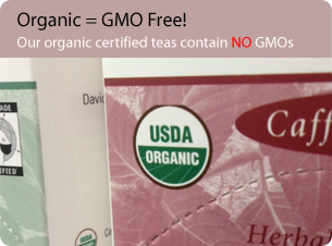 USDA Organic label on packaging; opens to article on organic being GMO-free.